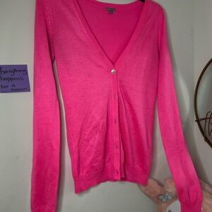 Charlotte Russe Hot Pink Cardigan Sweater V-Neck Long Sleeve